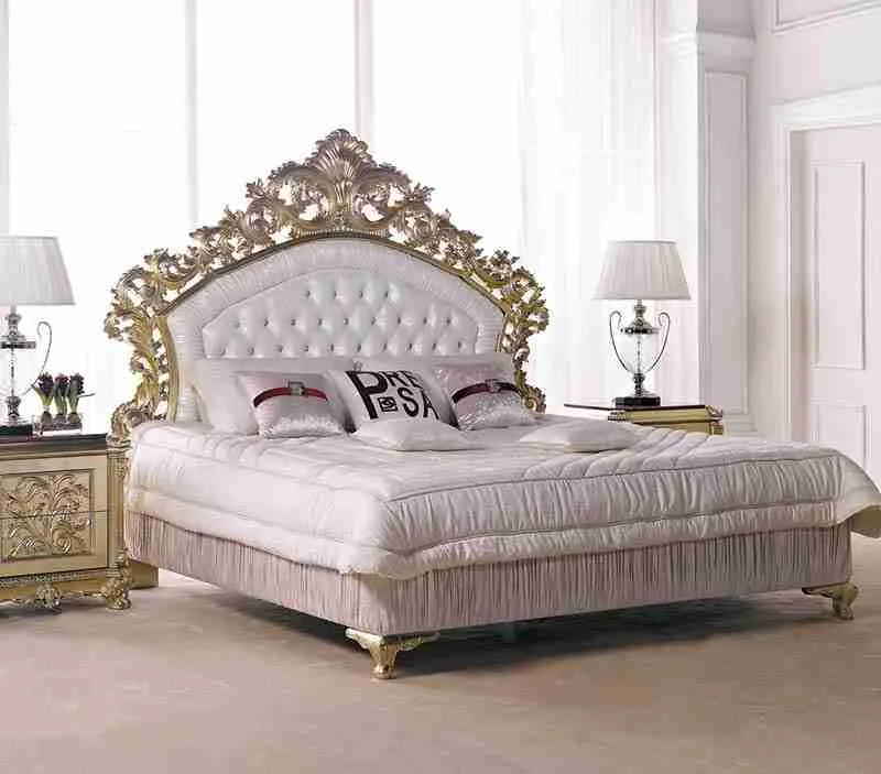 Rococo-Style Upholstered Bed
