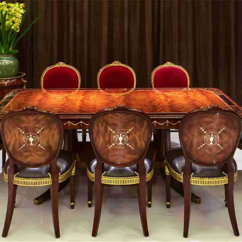Traditional Wood Rectangular Dining Table Set