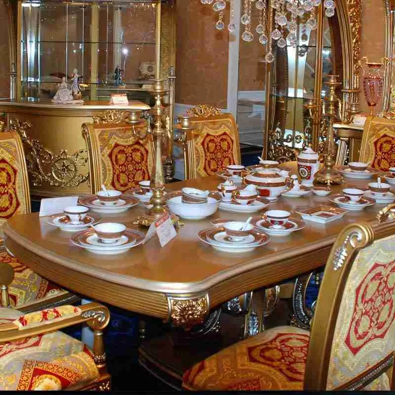 Luxury rectangular dining table set craftsmanship close-up – Dining tables design