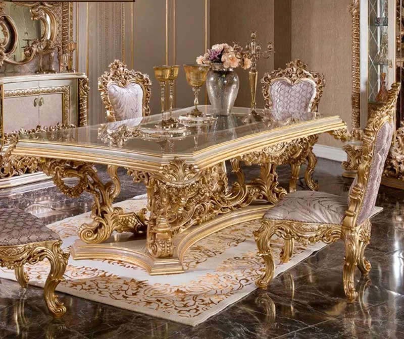 Discover Hand-Carved Gold Rectangular Dining Tables