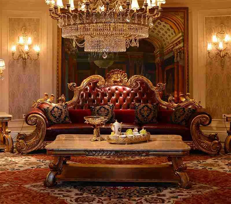 Luxury red leather sofa