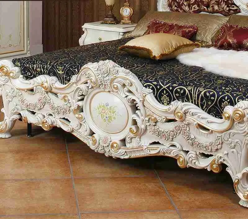 Luxury rococo bed frame craftsmanship close-up – Beds design