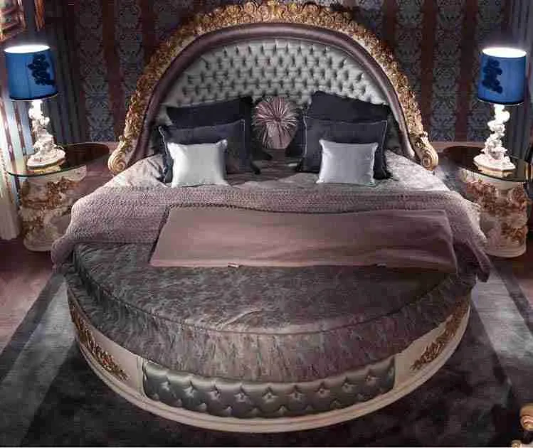 Luxury round bed with wood carved - Image 3