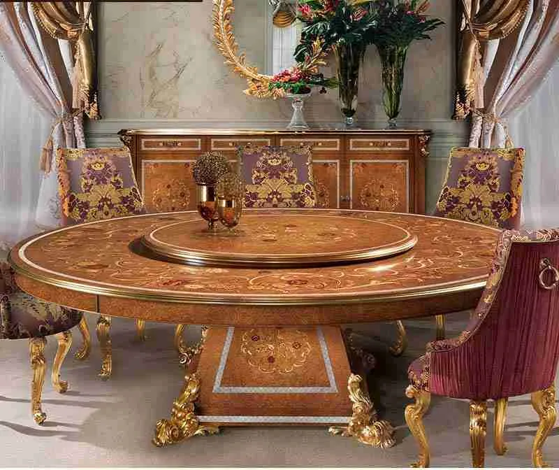 Luxury round dining table set for 8