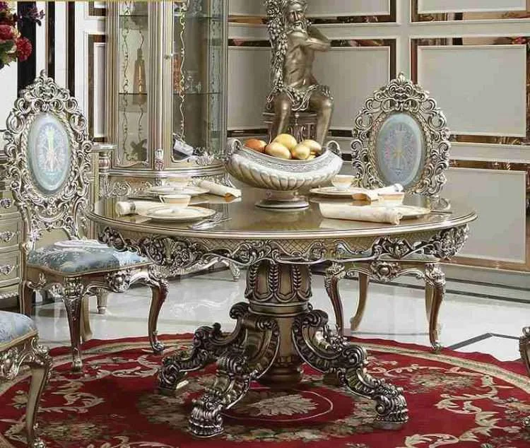 Luxury round dining table with 6 chairs - Image 2