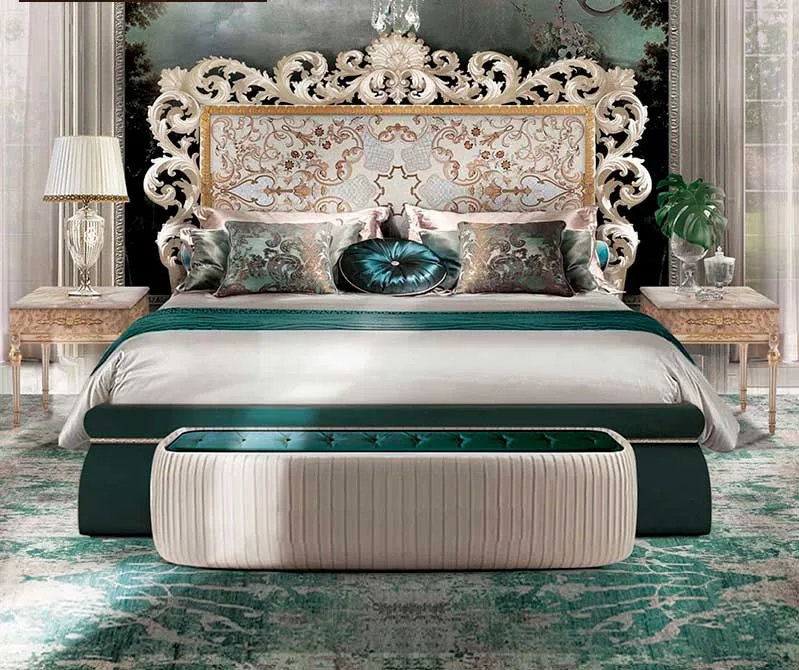 Baroque Carved Headboard Bed Assembly