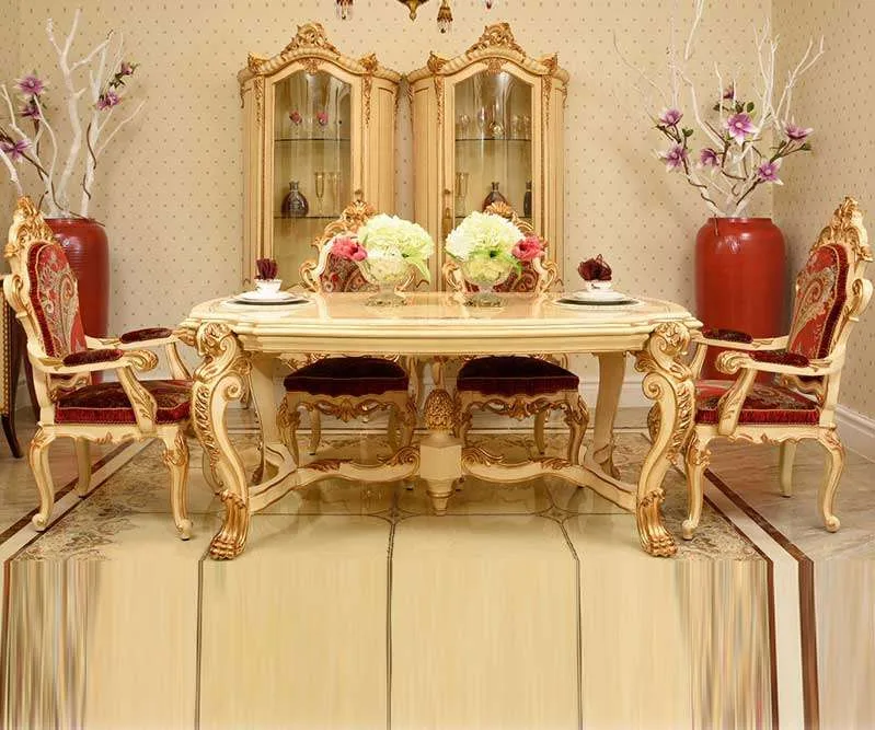 Rococo Style Ivory Gold Dining Assembly