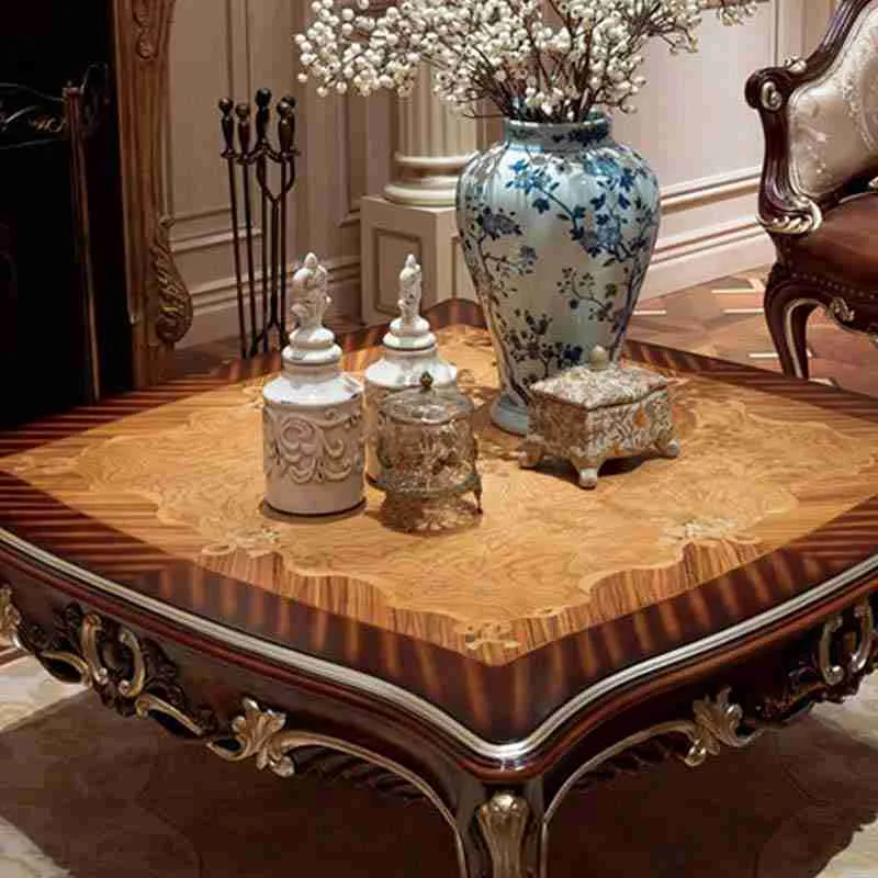 Luxury square coffee table with wood craftsmanship close-up – Coffee Tables design