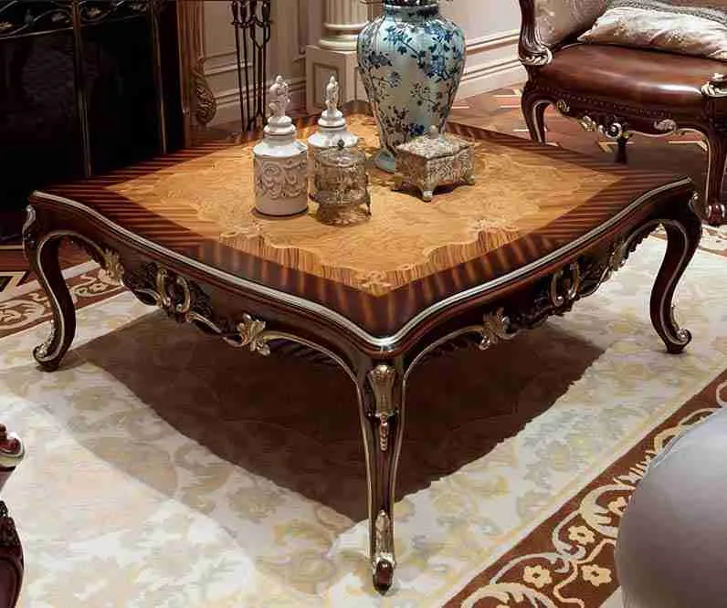 Luxury square coffee table with wood