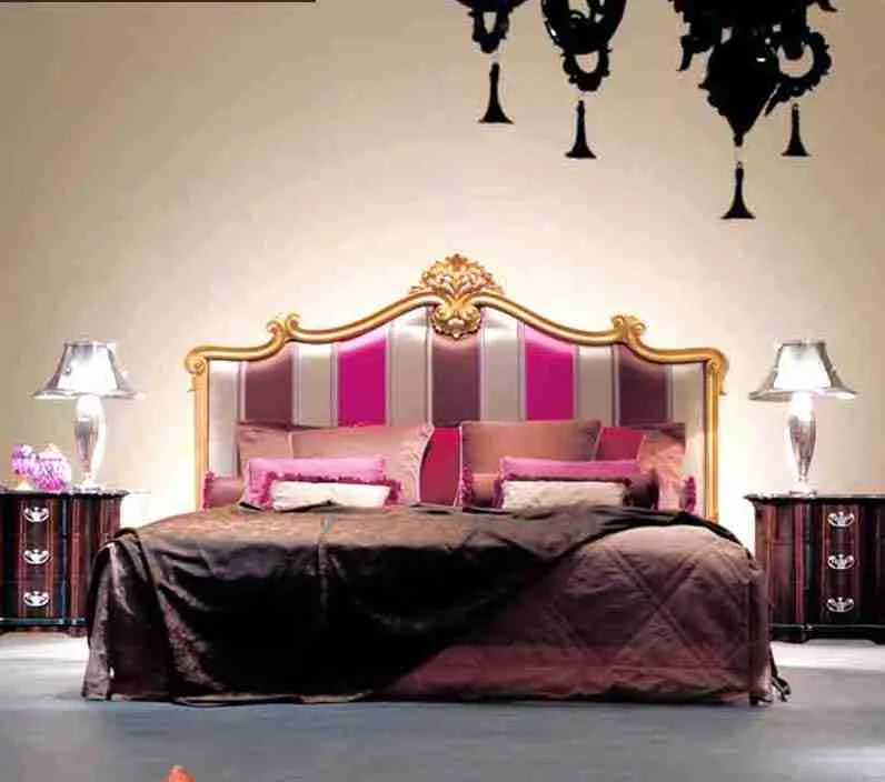 Bespoke Gilded Striped Satin Bed : Neo-Classical Joinery