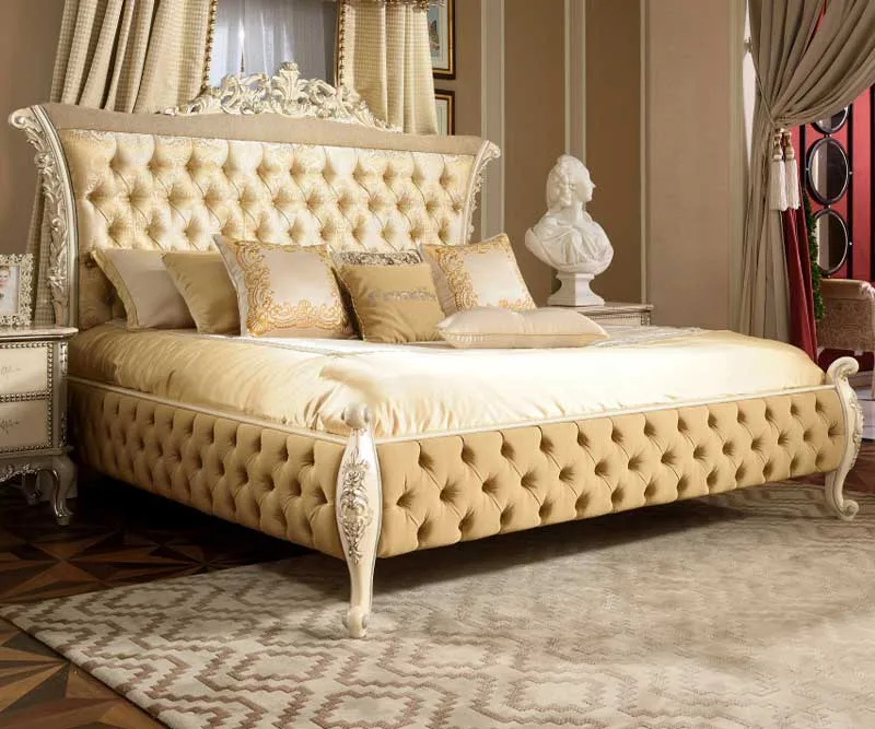 Architectural Hand-Carved Rococo Bed detail view – Beds design