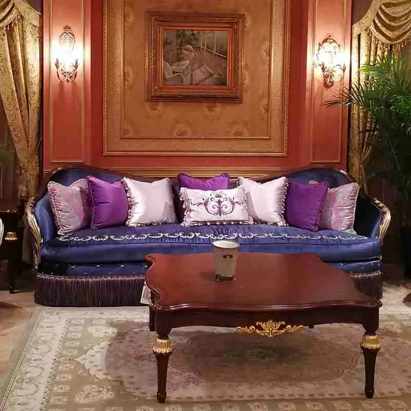 Luxury velvet blue couch
