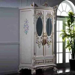 Distressed White Wardrobe with Mirror | Style Meets Functionality