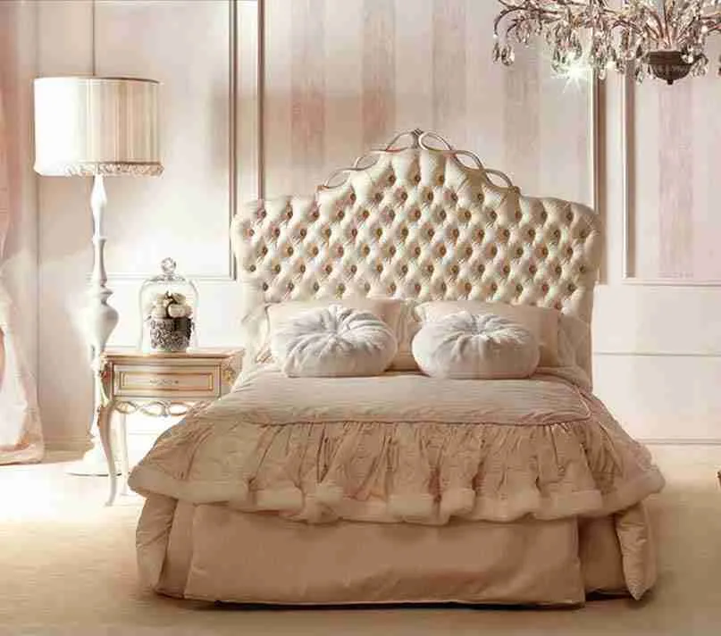 Luxury white bed frame with high headboard