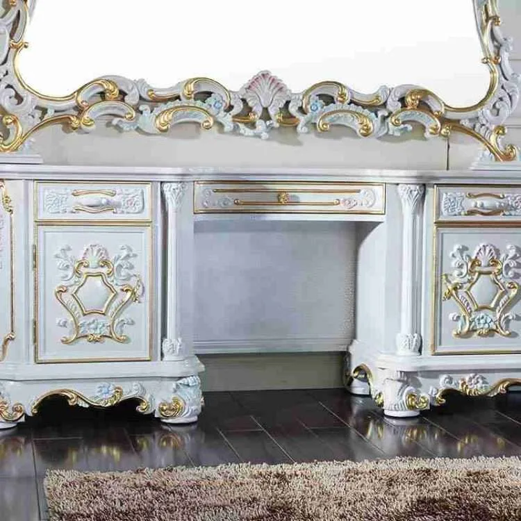 Elegant Custom Antique French Vanity with Mirror - Image 3