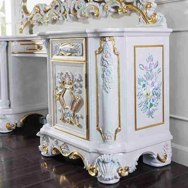 Elegant Custom Antique French Vanity with Mirror - Image 4