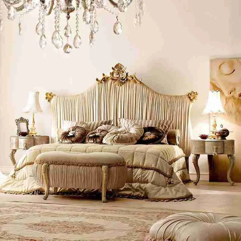 Luxury white upholstered queen bed