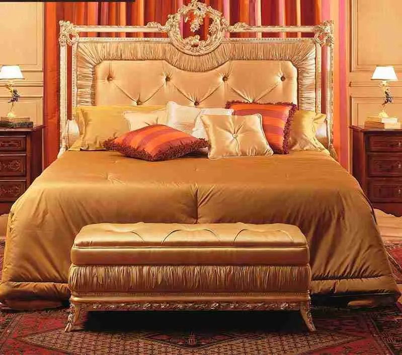 Luxury wood and fabric bed