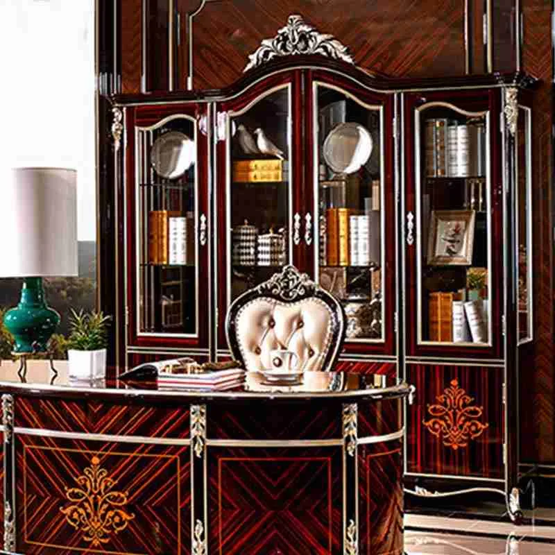 Rococo Mahogany Executive Office Suite craftsmanship close-up – Office Space design