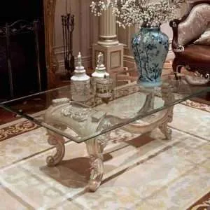 Luxury wooden and glass coffee table