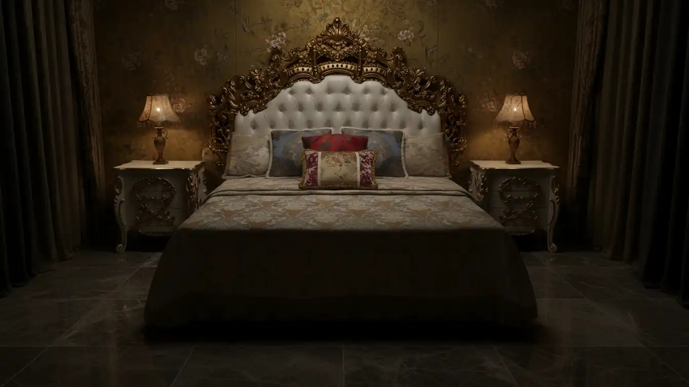 Hand-Carved Gilded Rococo Bed 5 Hand-Carved Gilded Rococo Bed - Image 5