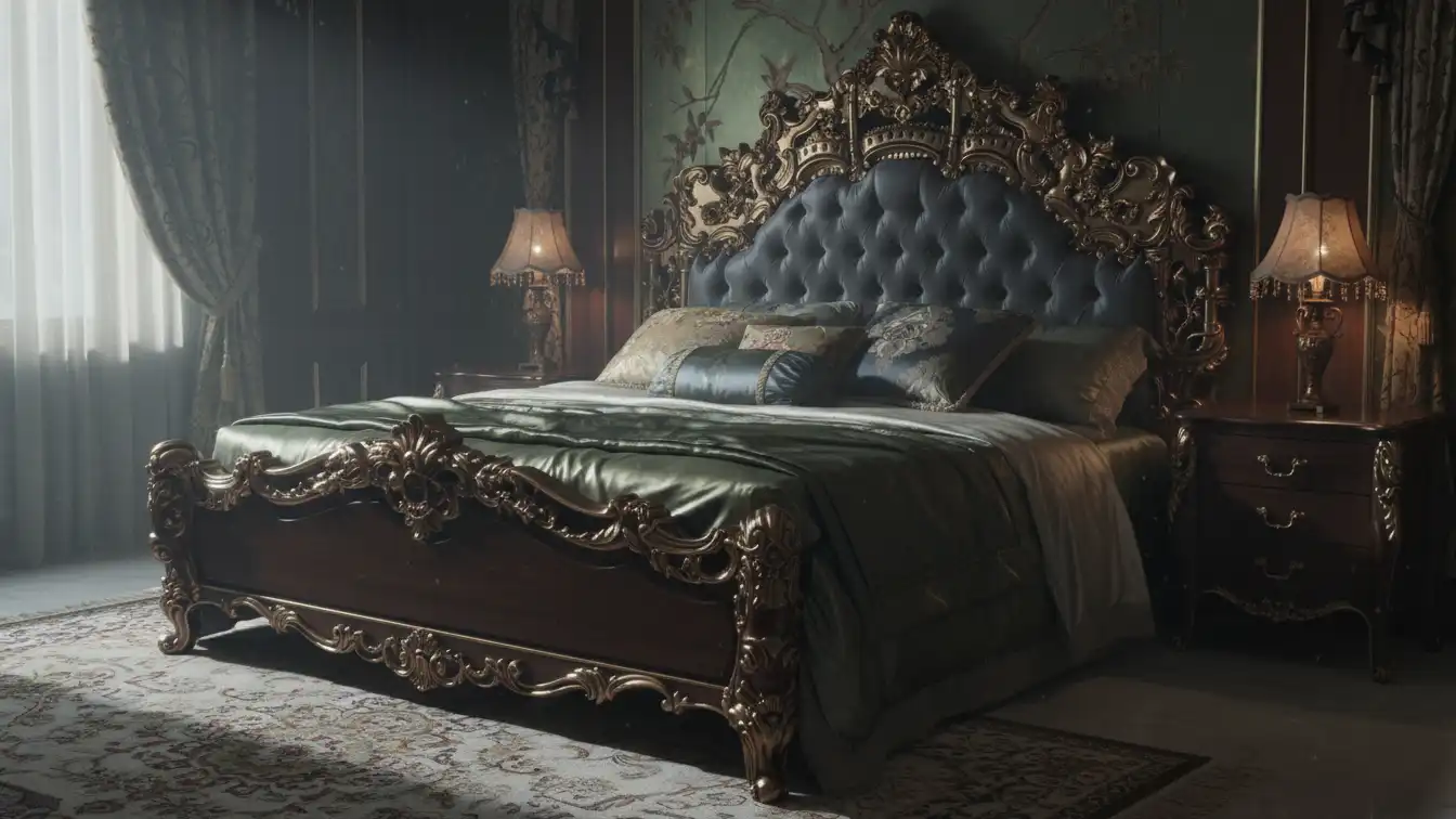 Hand-Carved Gilded Rococo Bed 6 Hand-Carved Gilded Rococo Bed - Image 6