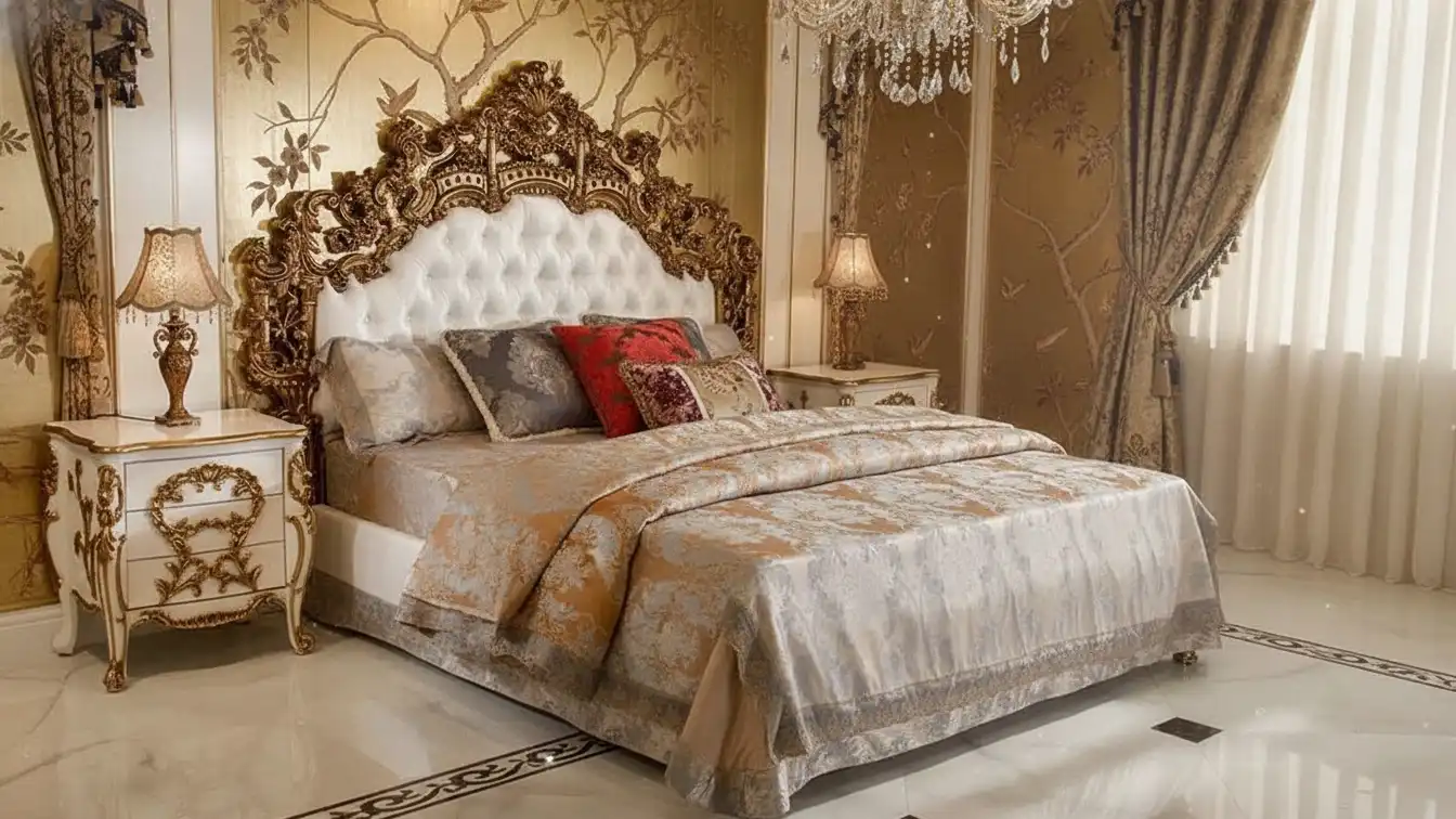 Hand-Carved Gilded Rococo Bed 8 Hand-Carved Gilded Rococo Bed - Image 8