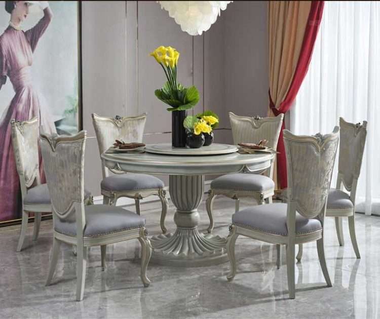 Luxury custom 6 seater round dining table and chairs home furniture