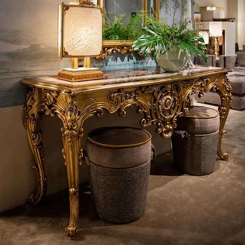 Timeless Victorian Gold Leaf Console Tables