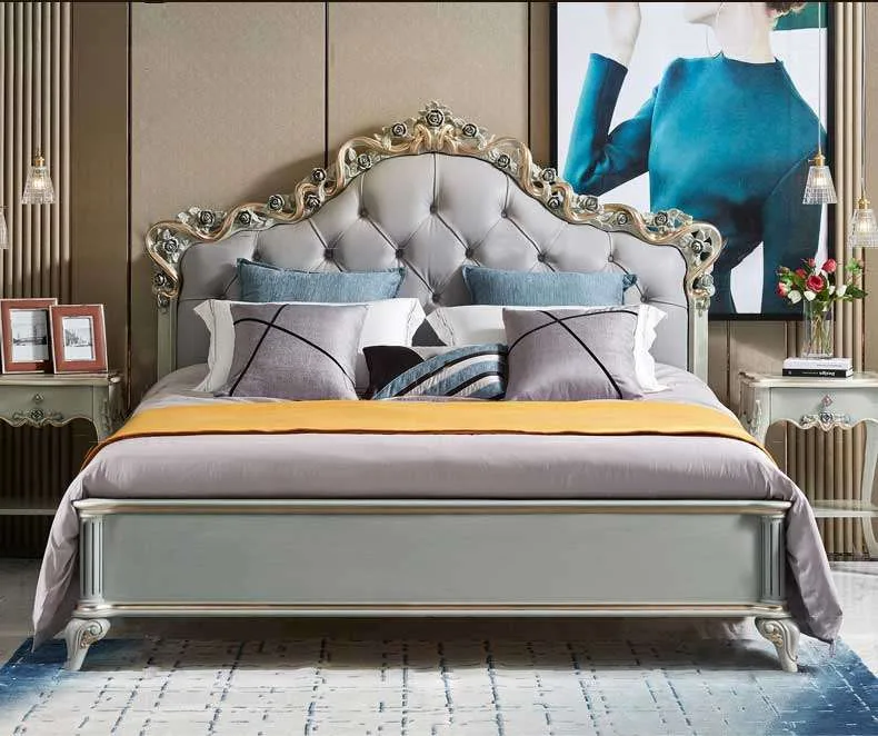 Luxury custom leather headboard queen bed