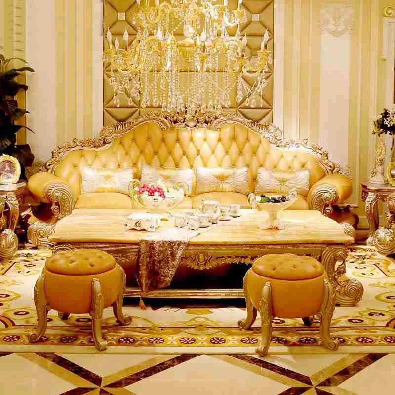 Rococo Golden Leather Sofa