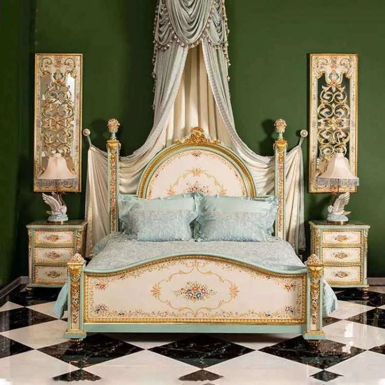 Luxury Custom Royal Wooden Bed Frames for Elegant Bedrooms