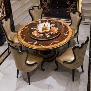 Classic Wooden Round Dining Table Set for 6 | Timeless Elegance