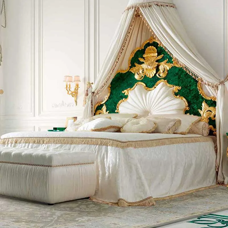 Emerald and Gold Royal Canopy Bed