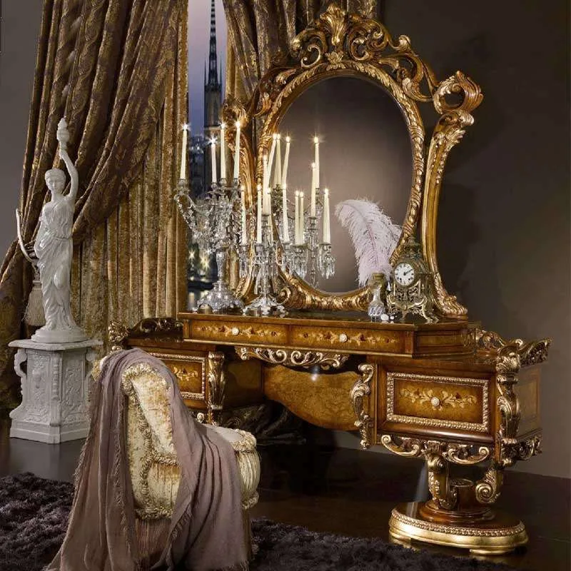 Stunning Vintage Makeup Table with Mirror detail view – Dresser tables design
