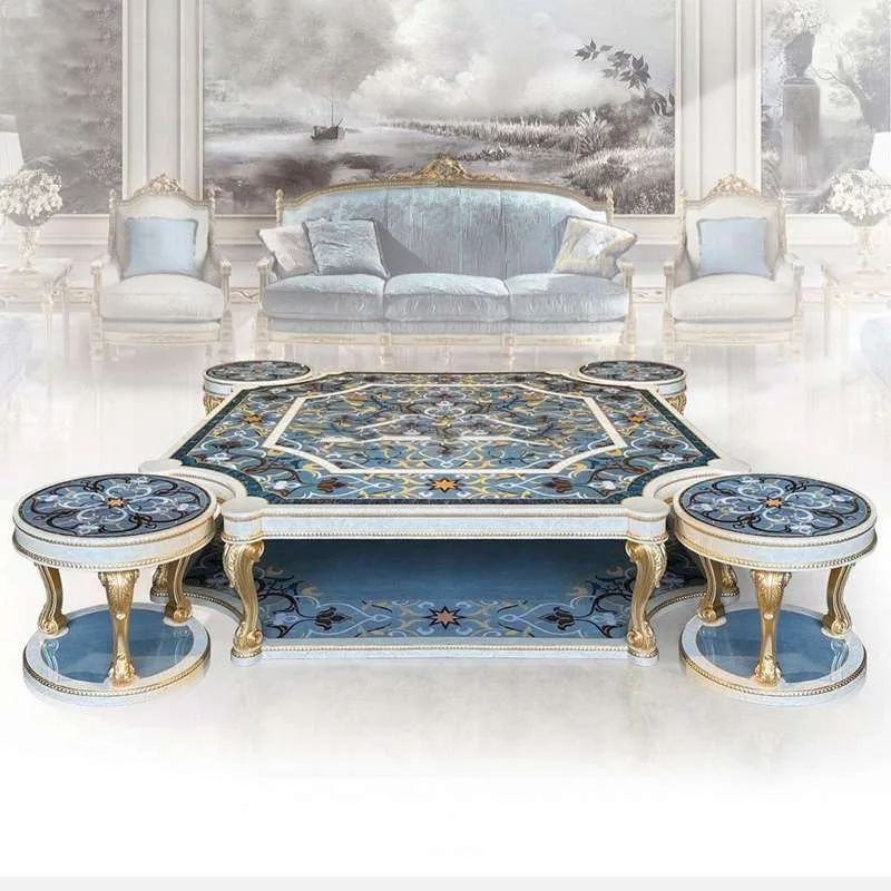 Chic Coffee Table with Nesting Stools for a Stylish Living Room detail view – Coffee Tables design