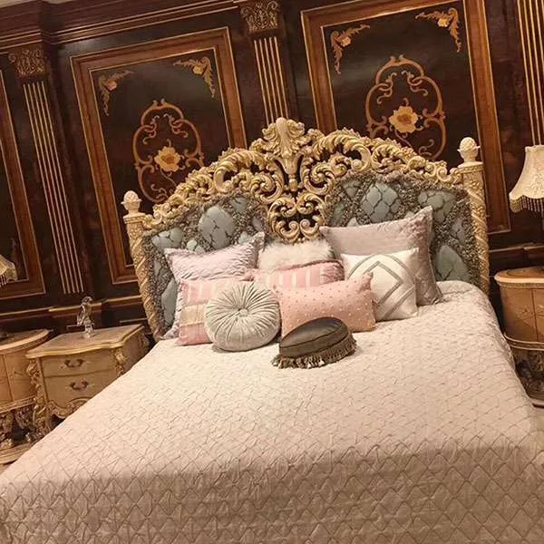 Classic Royal Fabric and Wood Bed Frames for Timeless Style
