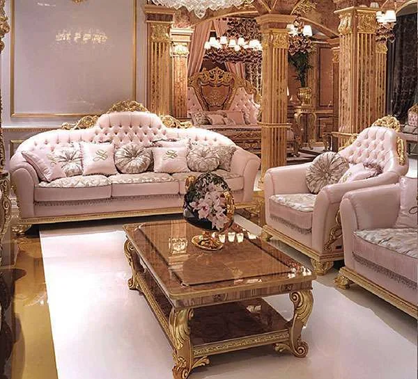 Luxury custom pink leather sofa for home furniture