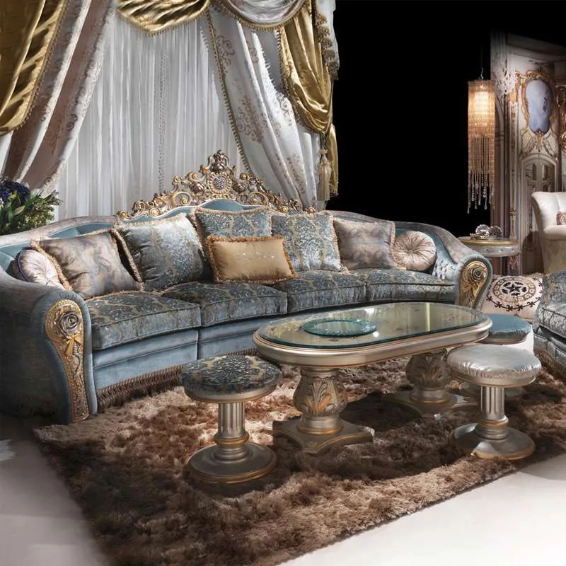 Luxury custom royal blue sofa living room furniture detail view – Sofas & Couchs design