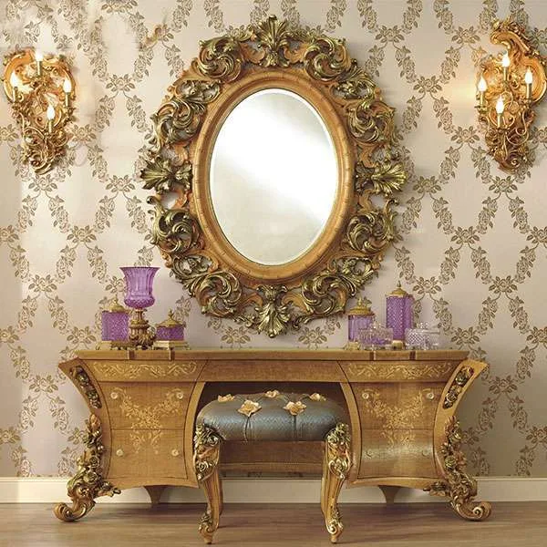 Luxury custom gold girl make up table set for home furniture