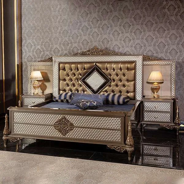 Custom luxury 18th century antique beds with headboard for home furniture