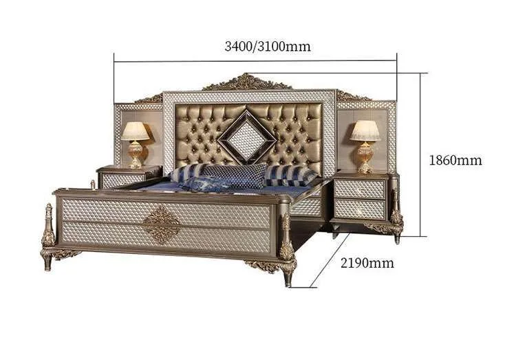 Luxury Gold Tufted Bed Set | King Size Bedroom Furniture Luxury Gold Tufted Bed Set | King Size Bedroom Furniture