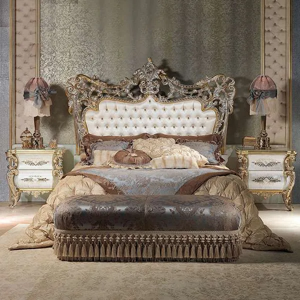 Custom luxury french baroque bed frame for home furniture