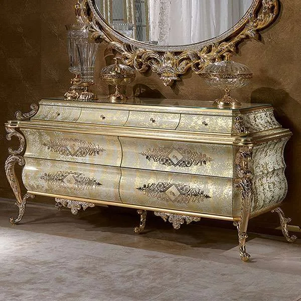 Baroque Silver and Gold Chest of Drawers material texture – Console tables design