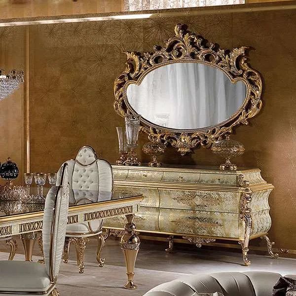 Baroque Silver and Gold Chest of Drawers craftsmanship close-up – Console tables design