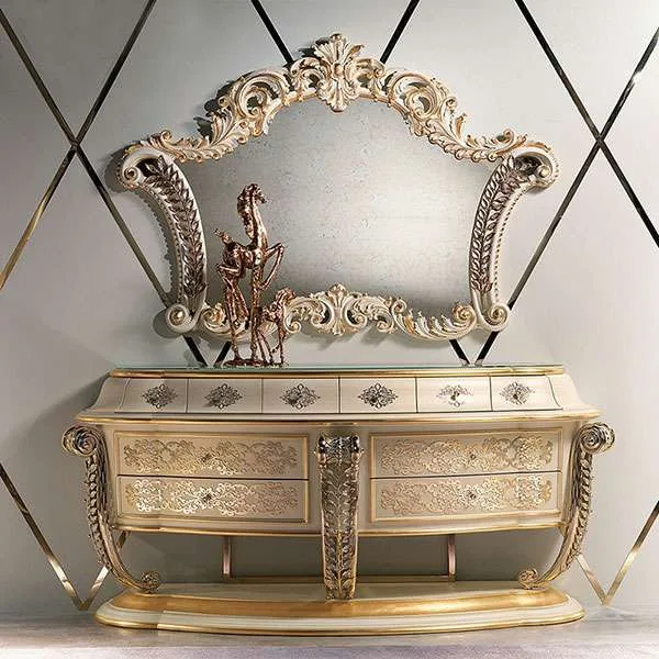 Custom Classic wooden console table with mirror for home furniture