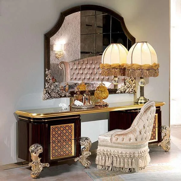 Luxury custom Classic dressing table with mirror and drawers set for home furniture