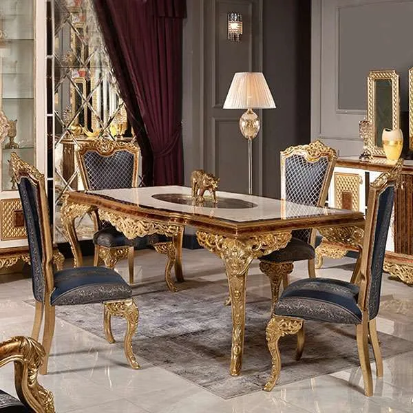 Baroque Burl Walnut Dining Set