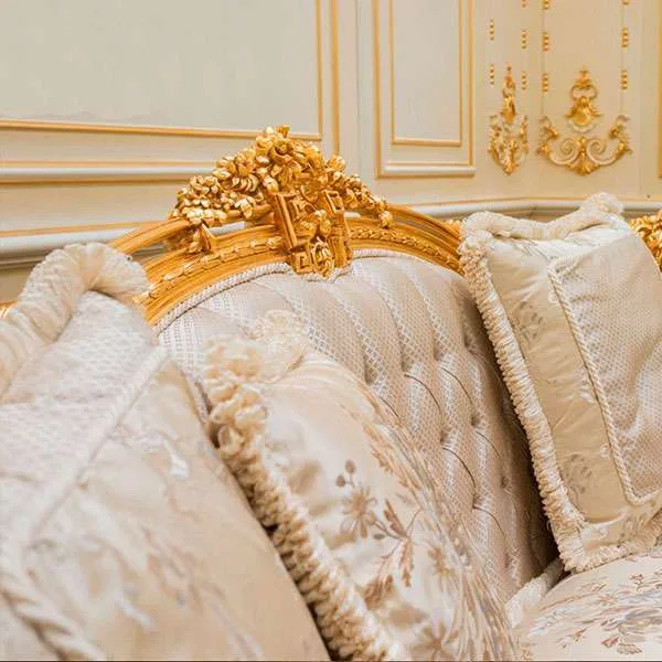 Architectural Baroque Gold-Leaf Corner Sofa System craftsmanship close-up – Sofas & Couchs design