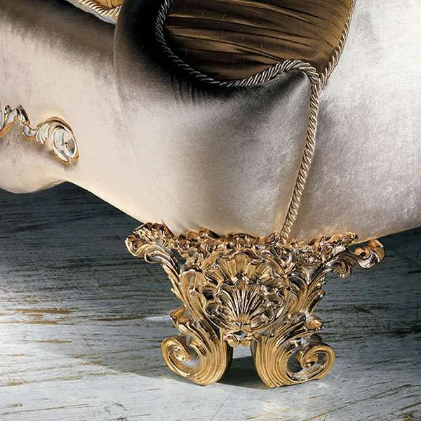 Rococo Hand-Carved Gilded Wood Sofa craftsmanship close-up – Sofas & Couchs design